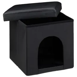 Relaxdays Hundebox Sitzhocker Schwarz