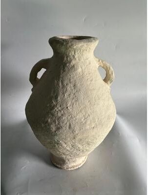 BIDK Home "Paper Mache Vase Dia 15"" & H 21.8"" - OFF-WHITE"