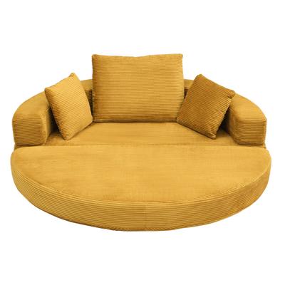 MODFU Klappsofabett mit Cordstoffbezug Gelb, 2-in-1, 173 x 176 cm