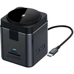 BlitzWolf 9in1 docking station BW-TH17 + 15W charger (USB-C), Dockingstation + USB Hub, Silber