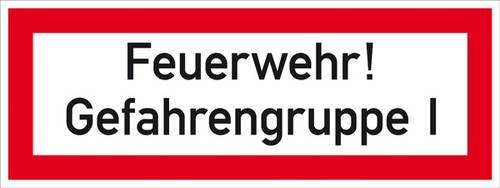 SafetyMarking 11.2640 Hinweisschild Feuerwehr! Gefahrengruppe I Aluminium (B x H) 297mm x 105mm 1St.