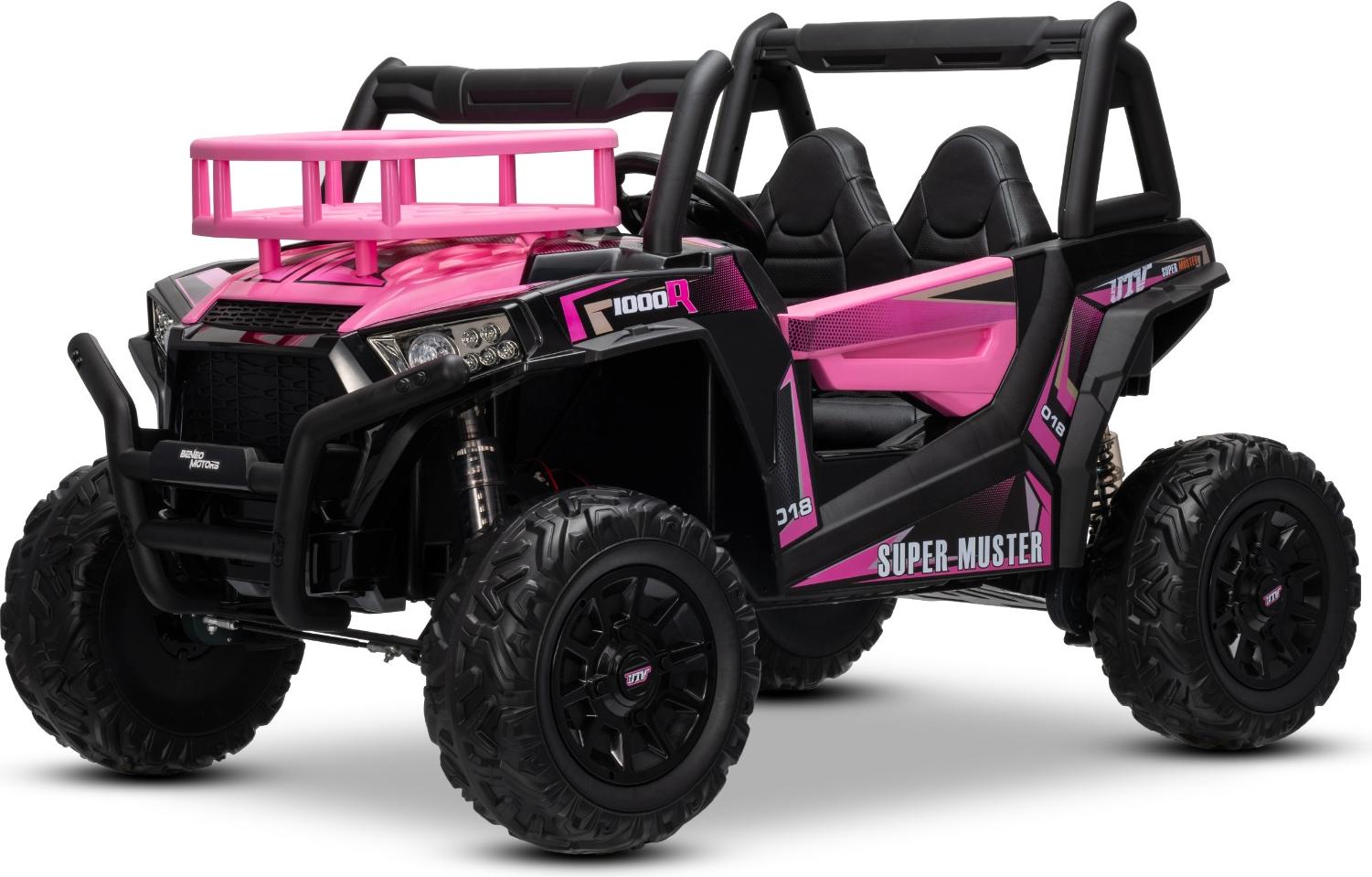 UTV Ride Kinder Elektroauto 24V - 2-Sitzer, Heckantrieb, EVA-Räder, 2 × 200-W-Motoren, Sanftanlauf, Rosa