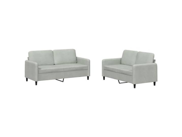 Coespram 2-tlg. Sofagarnitur Hellgrau, 2-Sitzer Samtsofas mit Kissen Elegante Couchgarnitur fürs Wohnzimmer, dick gepolstert mit vier Kissen, stabiles Untergestell für entspannte Stunden.