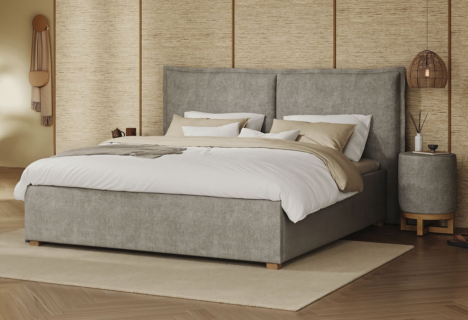 Swiss Sense Capella Bedframe met gestoffeerd kussen in grijs