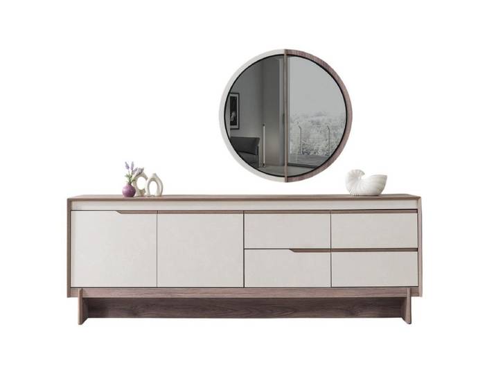JVmoebel Sideboard Kommode Moderner Stil Beige Farbe Holzrahmen Minimalistisches Design, Made in Europa
