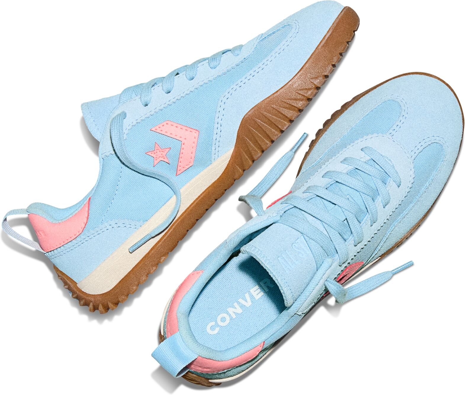 Sneaker CONVERSE "RUN STAR TRAINER", Kinder, Gr. 37,5, blau (clear skies, all heat, gum), Leder, Schuhe Sneaker, mit Gummilaufsohle, sportlicher Stil, bequem