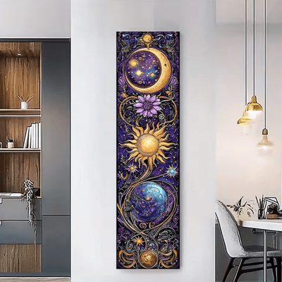 Uplift Curations Sun Moon Celestial Purple Floral Tapestry Boho Hippie Wall Hanging Aesthetic Room Decor ghyx(369)