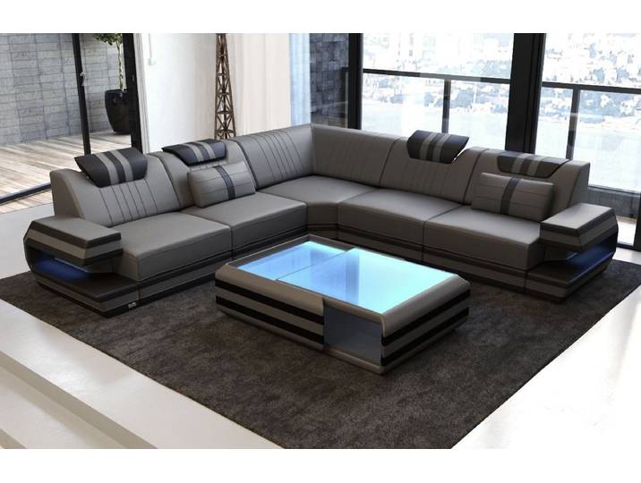 Sofa Dreams Ecksofa Ragusa L Form Leder, Couch, mit LED, Designersofa
