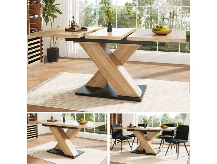 HOMVRA Table à manger extensible télescopique 119x80x75 cm avec rallonge MDF couleur naturelle