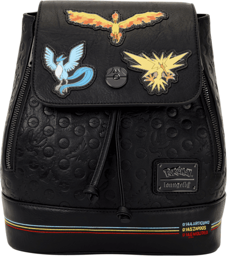 Loungefly Pokémon Legendary Birds Mini Backpack - Distressed Polyurethane Faux Leather, Adjustable Shoulder Straps, Officially Licensed