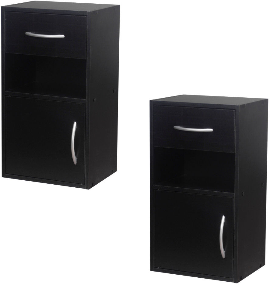 17 Stories Baraa 30cm W Particle Board / Chipboard Bedside Table Black 54cm H X 30cm W X 23cm D