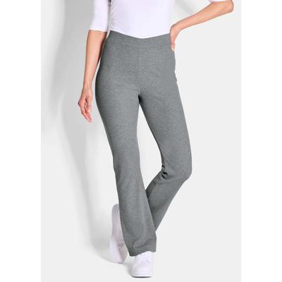 2-in-1-Hose GOLDNER "Kurzgröße Bequeme Stoffhosen im Doppelpack", Damen, Gr. 23, K-Gr, grau (grau, schwarz), Obermaterial: 92% Viskose CV. 8% Elasthan EL., gerade, Hosen, Feine Rippenstruktur