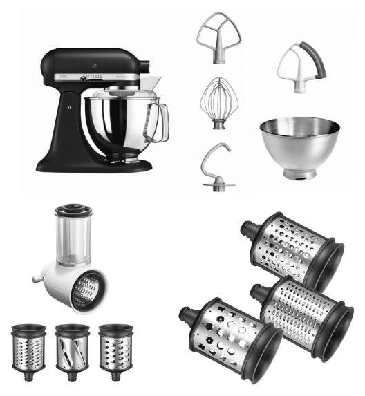 KitchenAid 5KSM175PS mit Gemüseschneider und 3 Zusatztrommeln