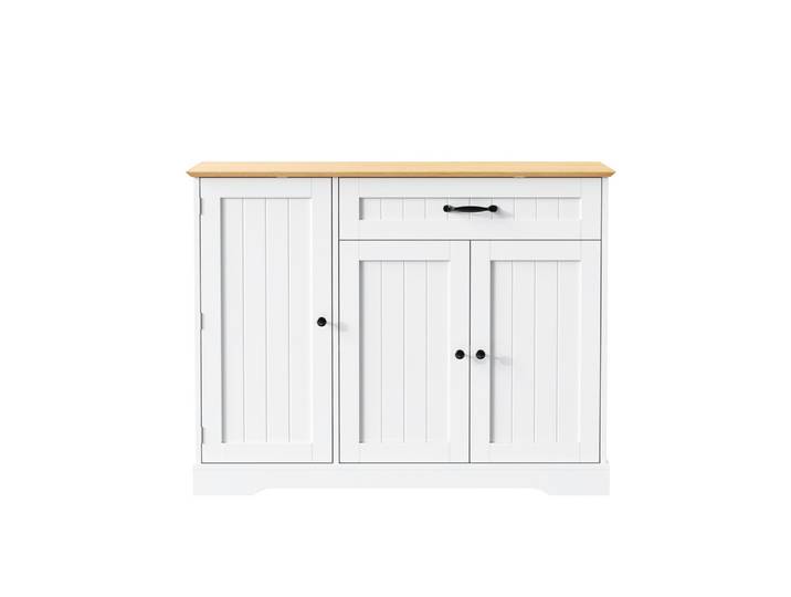 SIDEBOARD in Weiß & Natur mit 3 Türen & Schublade