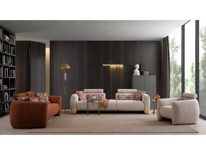 JVmoebel Polstergarnitur Wohnzimmer Set 3 Sitzer Sofa Sessel Modern Beige Kontrastreich, (2-tlg., 2-tlg)