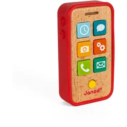 JANOD Holz-Smartphone – Spielhandy zur Förderung von Rollenspiel und Fantasie, mit Geräuschen, ab 18 Monaten