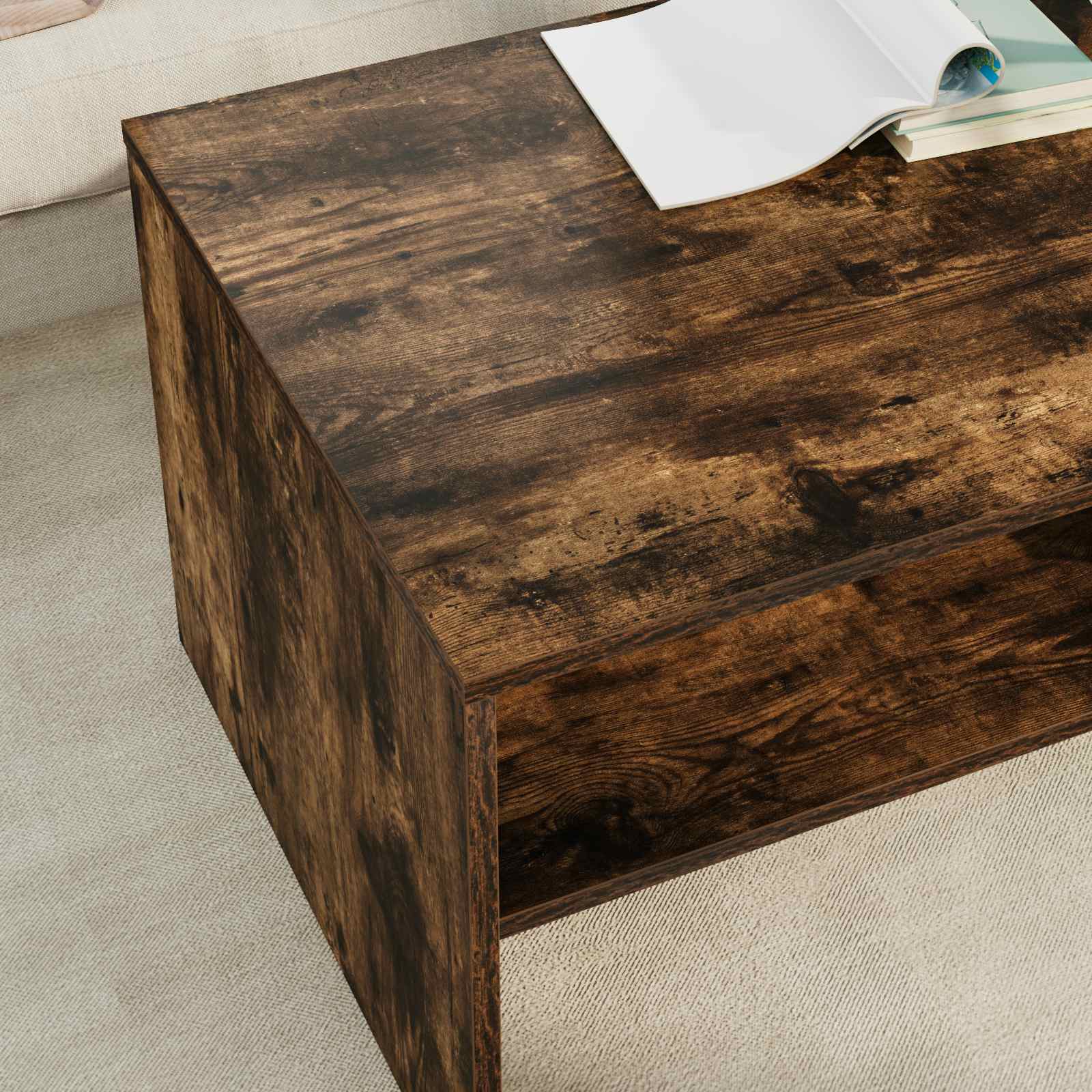 vidaXL Mesa de Café Roble Ahumado 100 x 50 x 40 cm Marrón