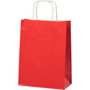 Mailmedia Papiertüten rot, 18 x 24 x 8cm, mit Henkel, 300 Stück