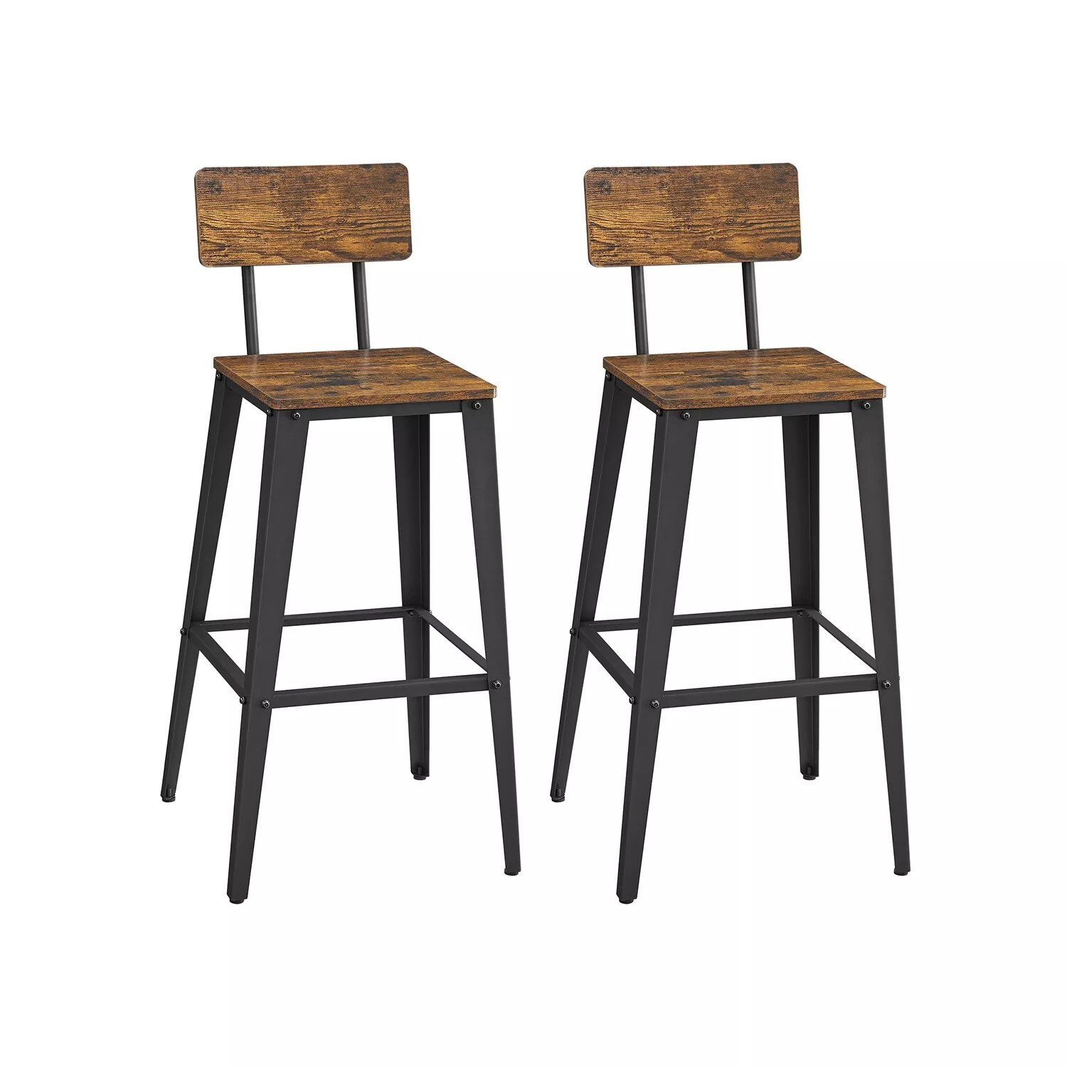 And Outdoor Newton barkruk met rugleuning - Set van 2 - Zwart - Zithoogte: 74 cm