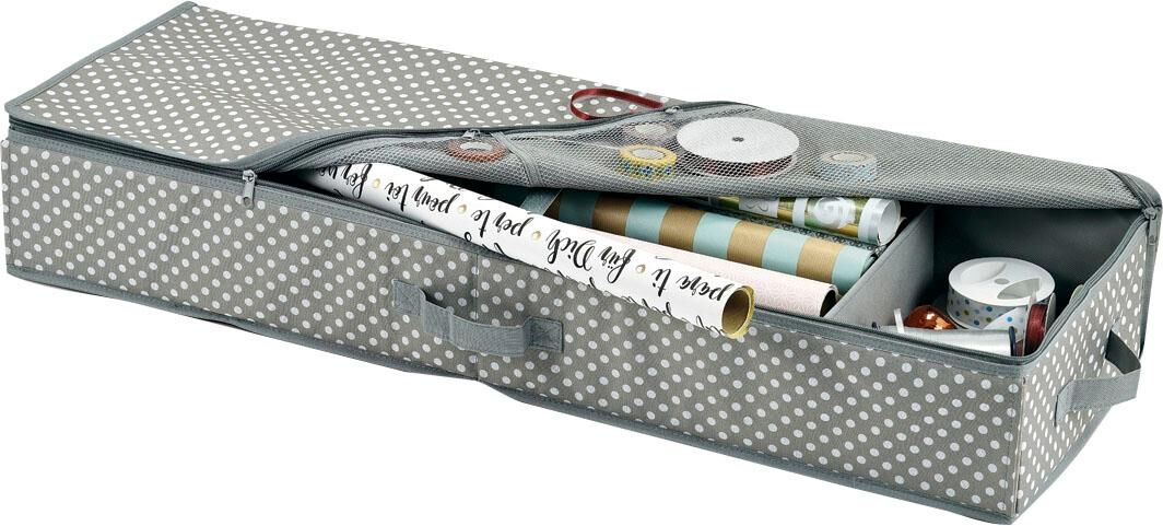 Aufbewahrungsbox ZELLER PRESENT, grau, Masse(B/T/H):(90/12/30), Polyester, Aufbewahrungsboxen, Aufbewahrungsbox, (Geschenkpapier-Organzier), aus Polyester grau Masse(B/T/H):(90/12/30)