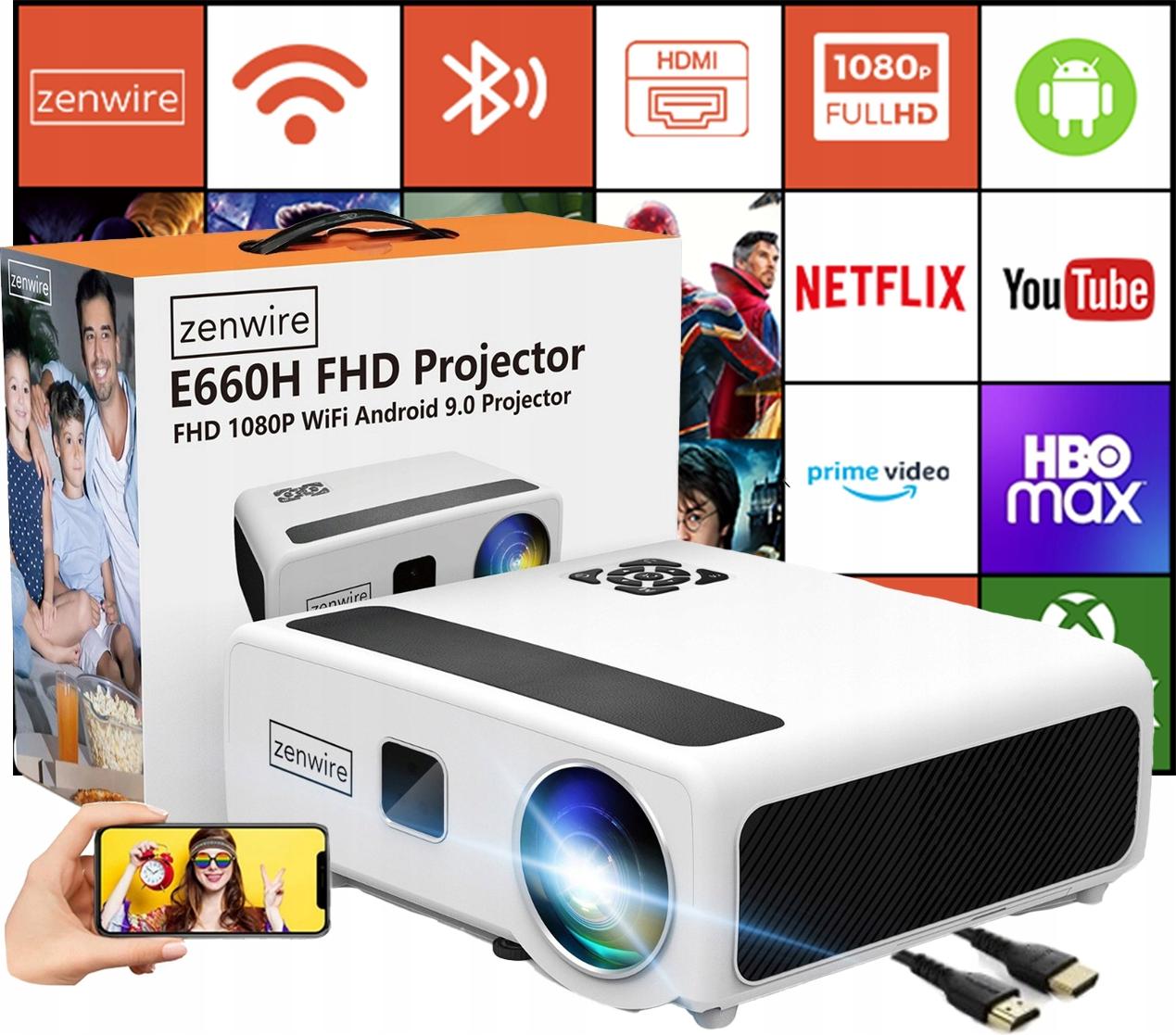 Projektor Zenwire E660h 4K Full HD Android 9.0 Wifi 24000 Lm Bluetooth