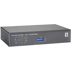 LevelOne FGP-1000W90 10-Port Fast Ethernet PoE Switch 1 x Gigabit RJ45 1 x Gigabit SFP 9 PoE Outputs 90W (10 Ports), Netzwerk Switch, Grau