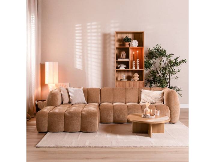Bronx71 Ecksofa Luca Chenille peach links