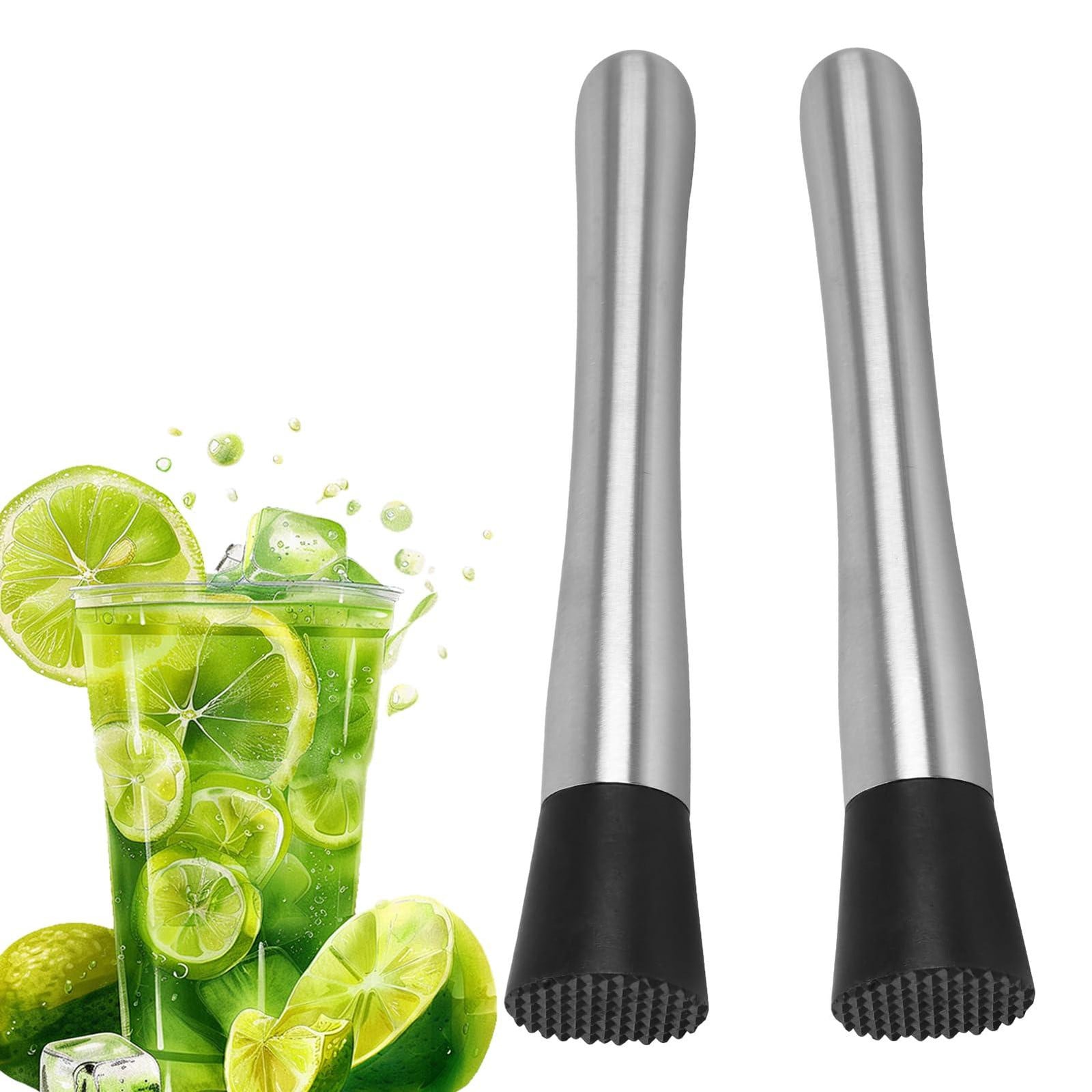 Dripio Cocktailstamper-set van 2 stuks, roestvrij staal, 21 cm