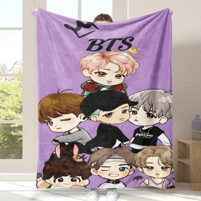 Shop Station BTS Cozy Flannel Throw Blanket Soft BTS Blanket For Sofa, Bed & K Pop Fans 60x50in d