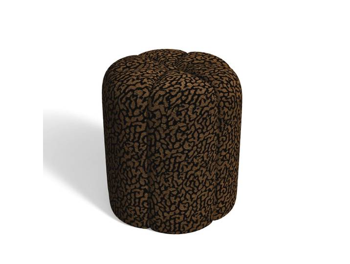 Pouf en tissu à motif léopard brun