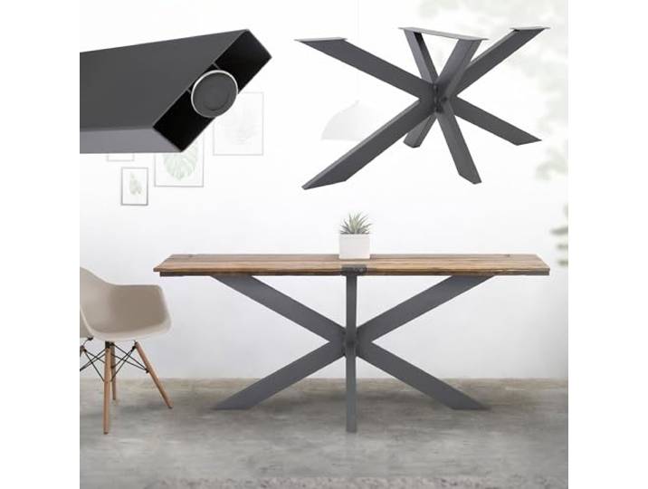 ML-Design Tischgestell Spider 78x71x150 cm, Anthrazit, Kreuzgestell Kreuz X-Design Tischfüße Möbelfüße, Schwerlast Tischkufen Stahl, Metall Tischbeine, DIY Esstisch, Industriedesign, einfache Montage