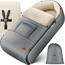 KIDIZ® Babyfußsack Baby Fußsack Winterfußsack Babyschale mit Reißverschluss Kuschelsack Babydecke Kinderwagen waschbar verschließbarer Kopfteil, Tasche, passend für alle Kinderwagen