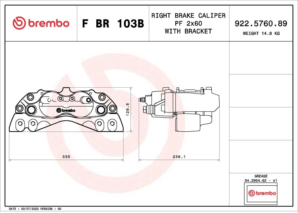 Étrier de frein BREMBO F BR 103B