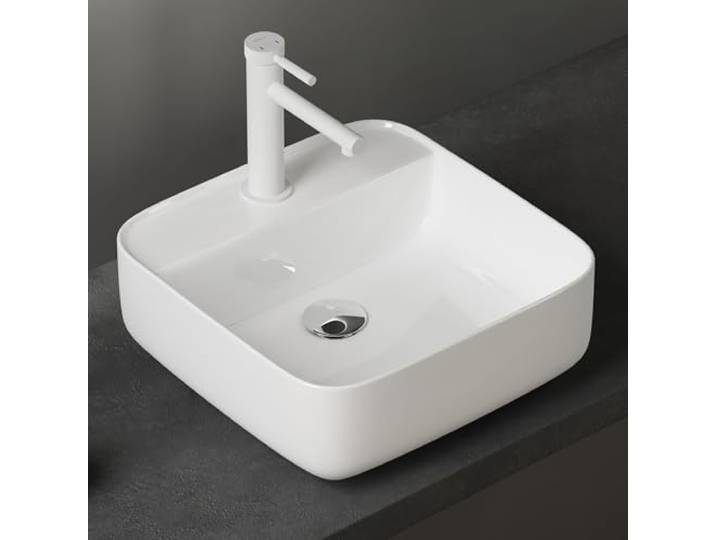doporro Lavabo Vasque à Poser Rectangulaire Blanc 38\,5x38\,5x14cm Céramique\, pour Salle de Bain\, Brüssel107