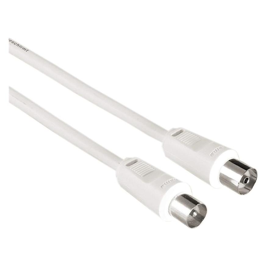 Hama Antennen-Kabel, Koax-Stecker - Koax-Kupplung, 15 m, 75 dB, Weiss (75 dB, Antennenkabel) (00205330)