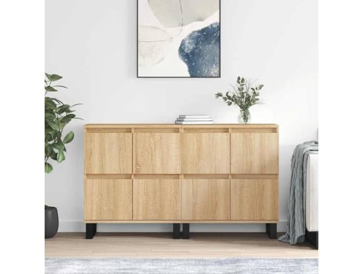 RJPLMFV Anrichte, 2 Stück, Eiche Sonoma, Holz Geräumige Aufbewahrung, glatte Oberfläche, feuchtigkeitsbeständig, Wandbefestigung inklusive