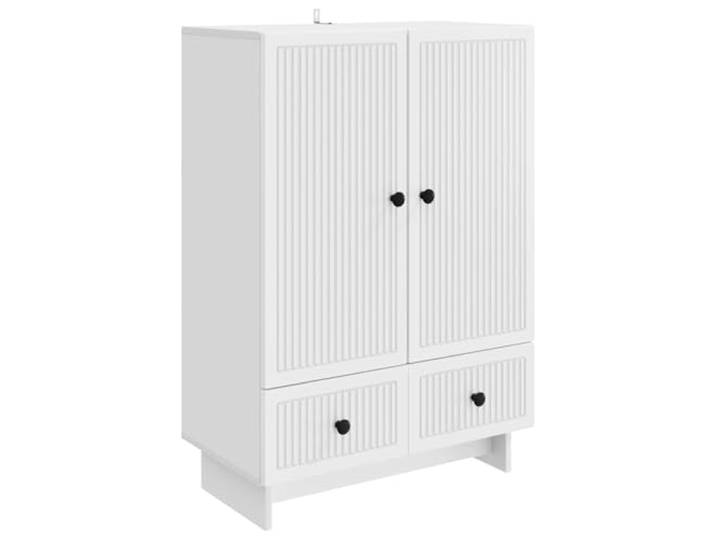 GHVBNMF Sideboard Weiß 66x34,5x95 cm Kommode Holzwerkstoff Kompakter Schrank für Wohnzimmer und Flur. Bietet praktischen Stauraum durch 2 Türen und 2 Schubladen für Ordnung.