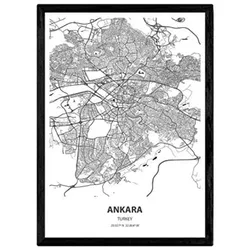 POSTER Karte Von Ankara - Türkei A3 Rahmenlos
