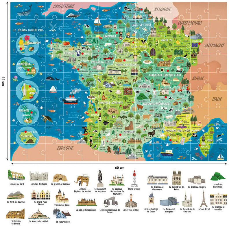 Puzzle Géant 108 pcs La France à Découvrir - Headu