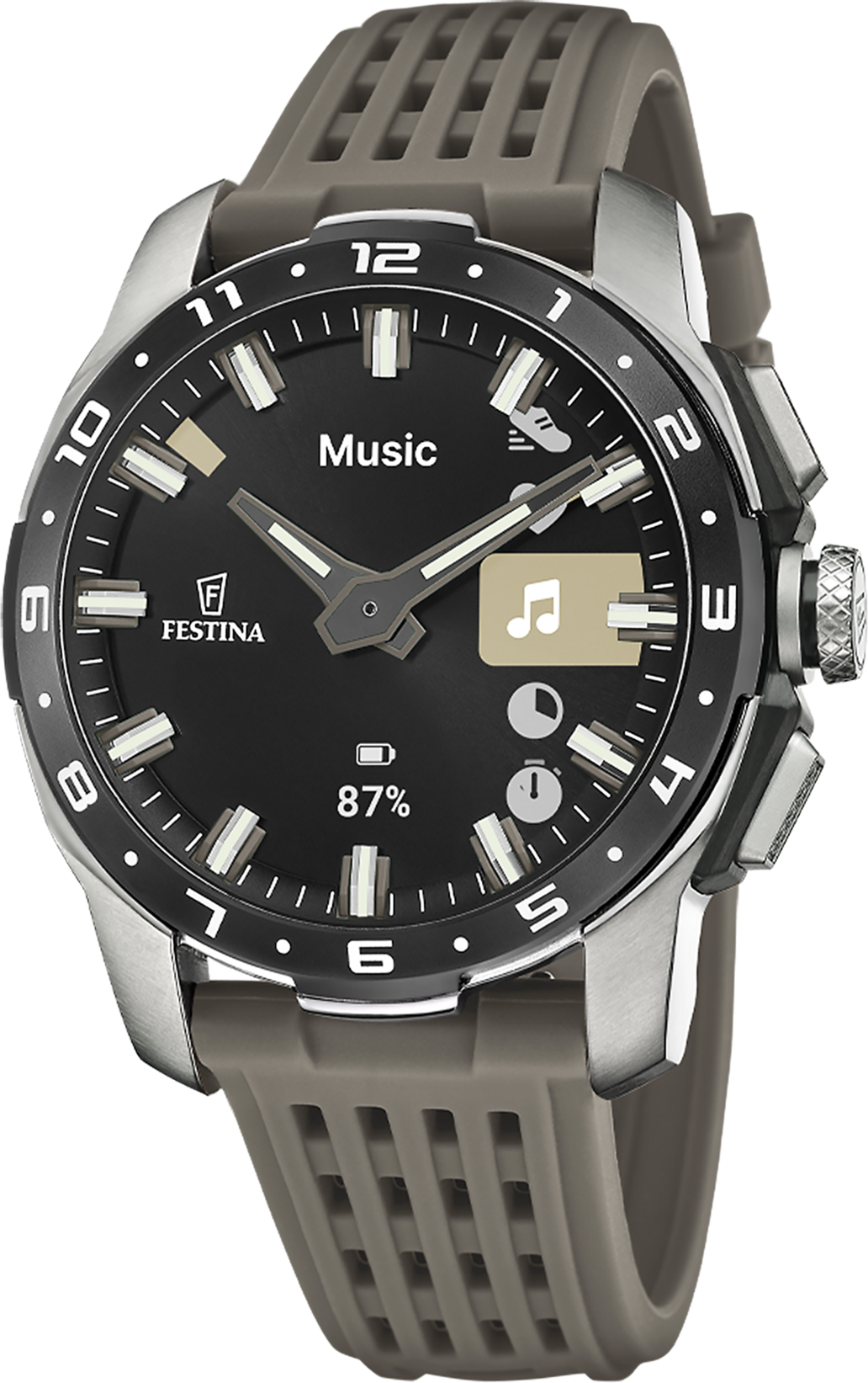 Smartwatch FESTINA "Connected Full D", grau (braun, braun), Smartwatches, Herren, Smartwatch, Armbanduhr, Herrenuhr, Bluetooth, Kamera-Fernbedienung, VO2max