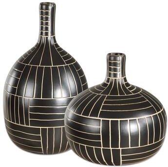 Uttermost Graphite Stride Geometric Vases (Set of 2)