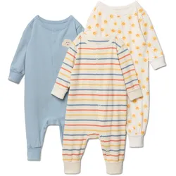 Tchibo - 3 Baby-Pyjamas - Baby - Gr. 62/68 - blau/print