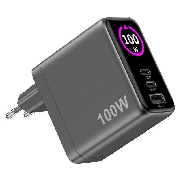 Celly Reisesteckdose 100W, 3 USB-Anschlüsse, USB-C, USB-A (100 W, 3 Ports) (TCSCREEN2C1A100)