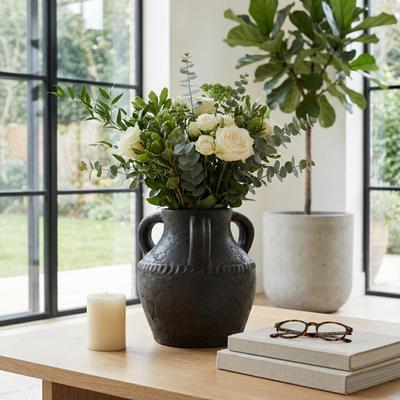 Sagebrook Home Terracotta Vase Rustic Textured Design Double Handles for Modern Space