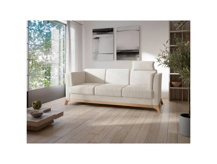 3-Sitzer-Sofa, Beige, 213x84x93 cm, Textil, Rücken Echt & Kopfstütze, Modern, sit&more