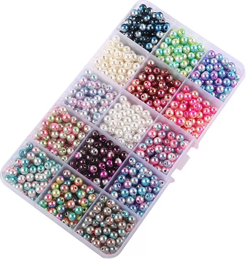 INF Kunstperlen-Set - 15 Farben zum Schmuckbasteln 10 mm