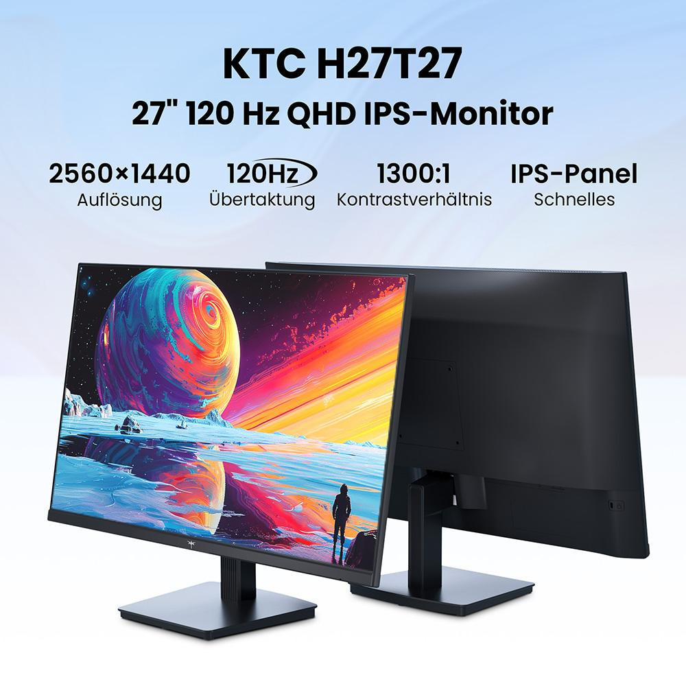 KTC H27T27 27-inch gaming monitor met QHD, 100Hz, IPS, HDR10 en 1ms