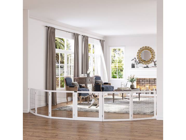 PawHut Barrière Chien Modulable Pliable 6 Panneaux Bois