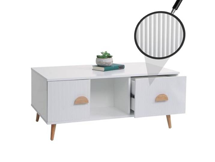Mendler Couchtisch HWC-N89 43x100x60cm Holz - weiß