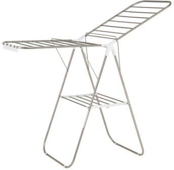 Costway Foldable Clothes Drying Rack with Sock Clips Heavy-Duty Stainless Steel Frame-White